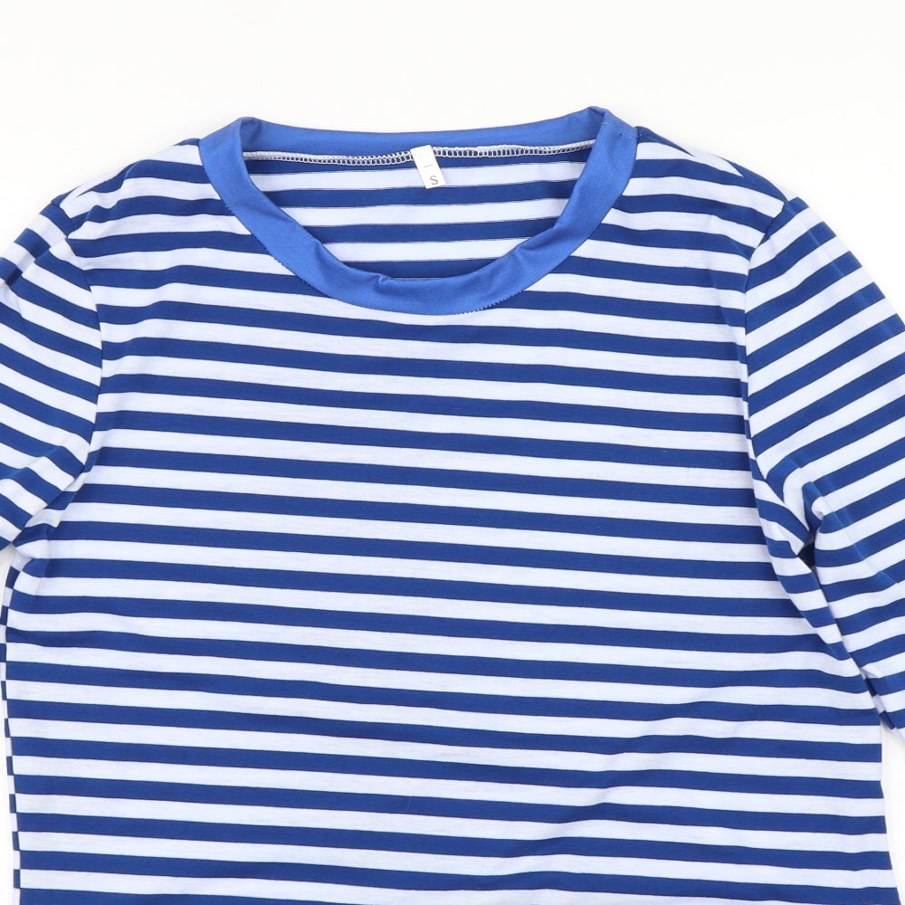 Preworn Womens Blue Striped  Basic T-Shirt Size S