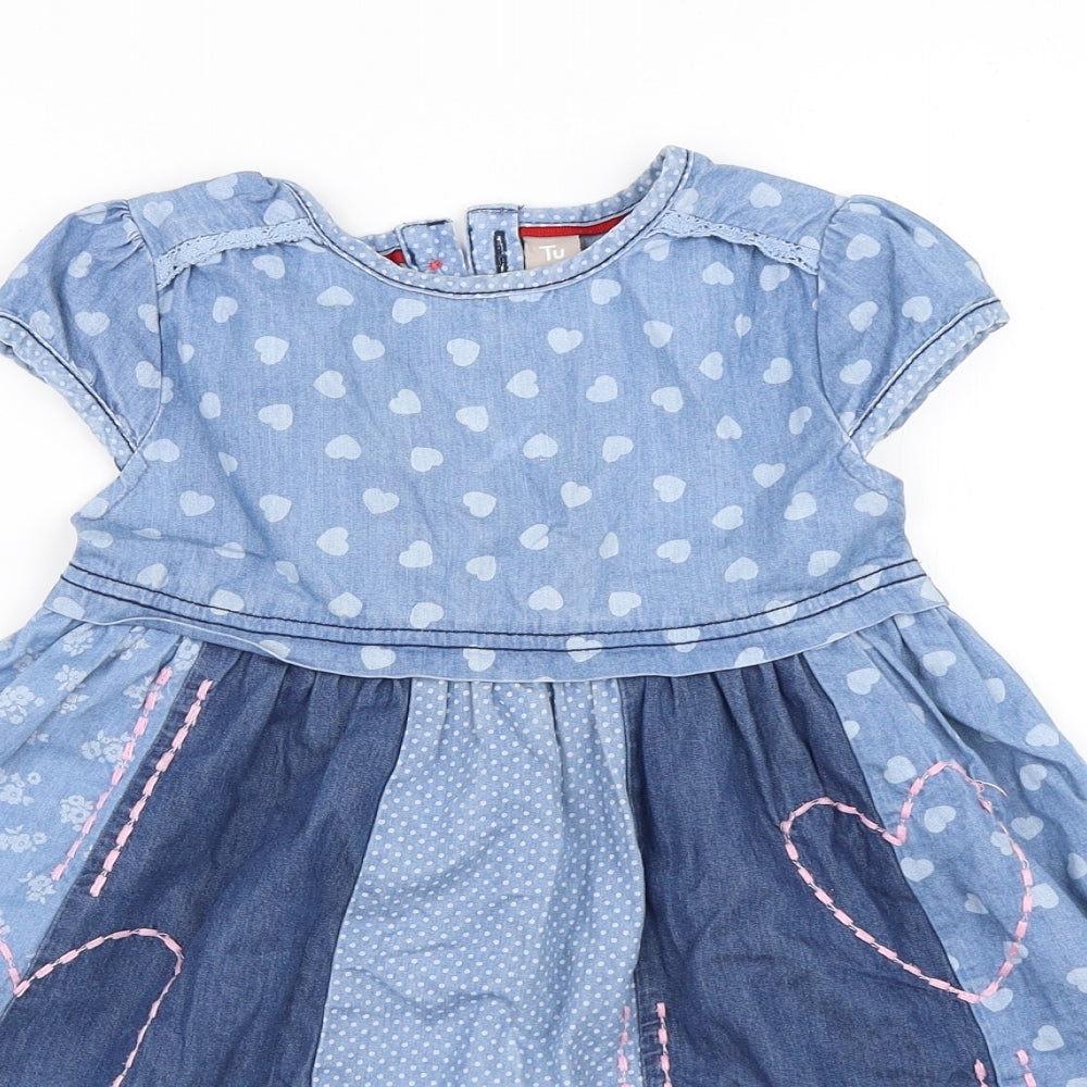 TU Girls Blue   T-Shirt Dress  Size 3-4 Years