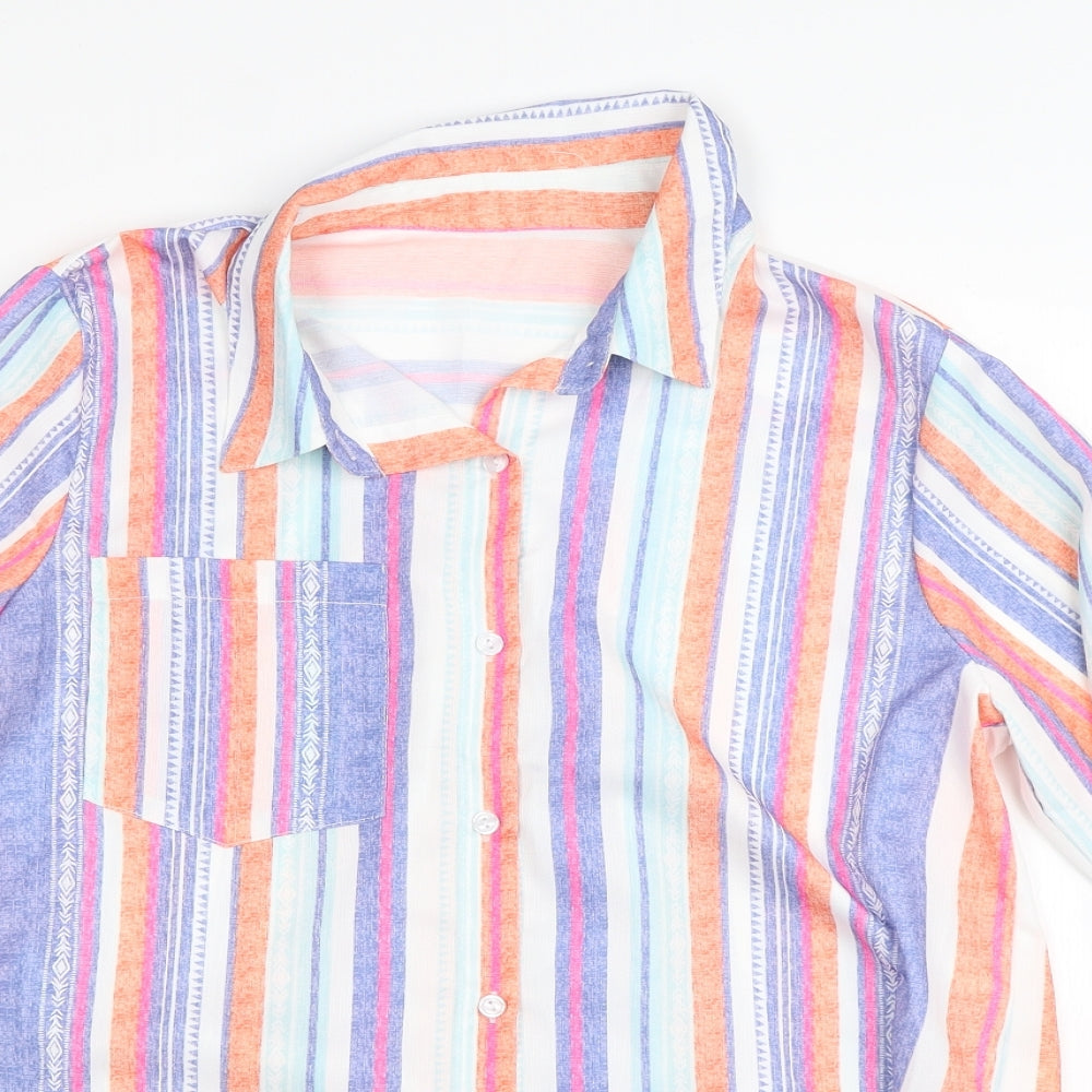 Preworn Womens Multicoloured Striped  Basic Button-Up Size M