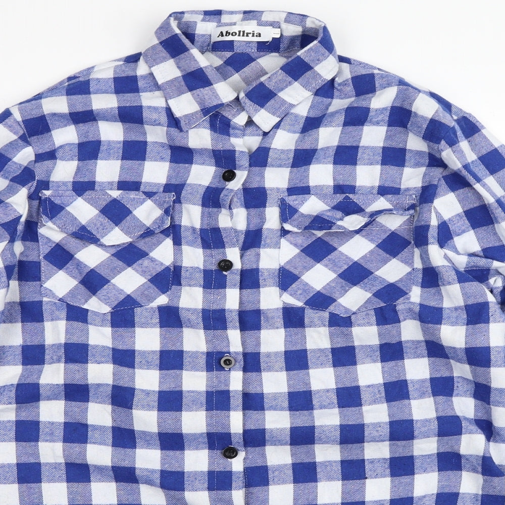 Abollria Mens Black Check   Button-Up Size L