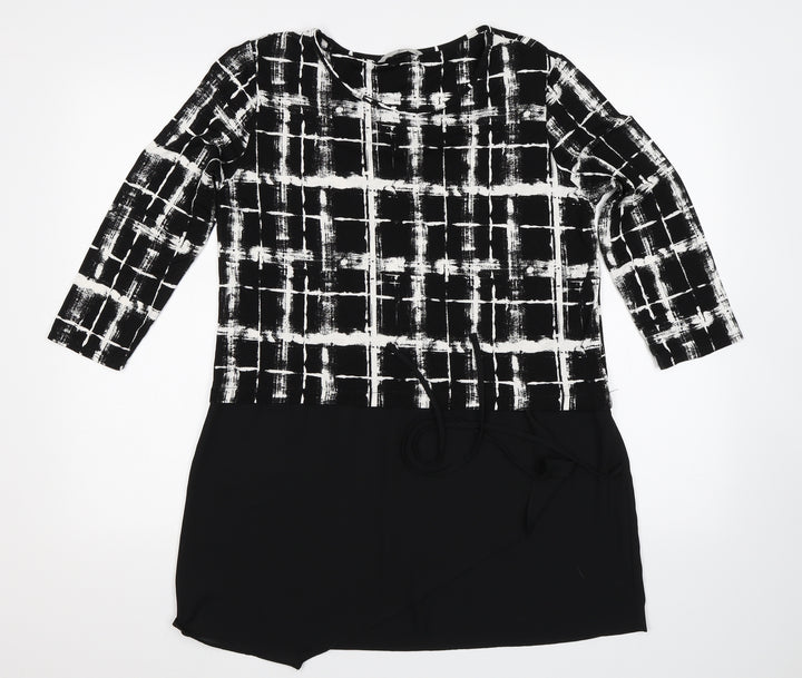 TU Womens Black Check Basic Blouse Size 12