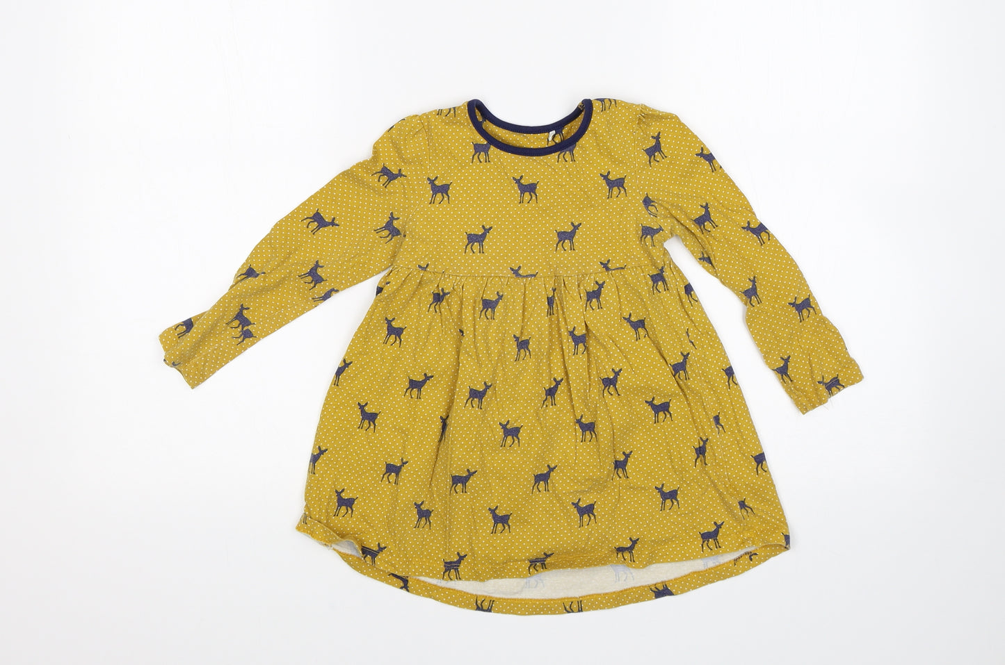 Mini Club Girls Yellow Spotted  T-Shirt Dress  Size 2-3 Years