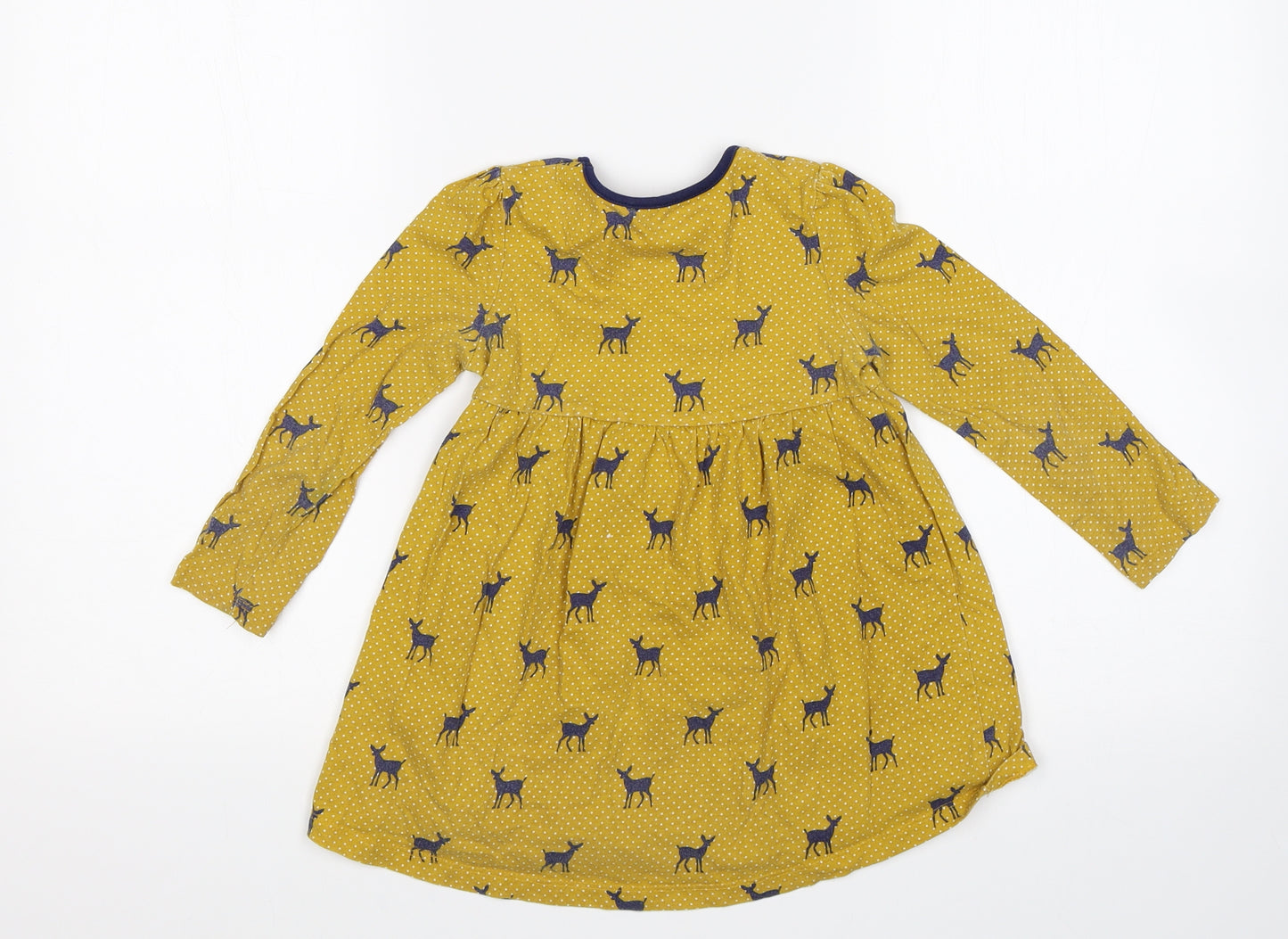 Mini Club Girls Yellow Spotted  T-Shirt Dress  Size 2-3 Years