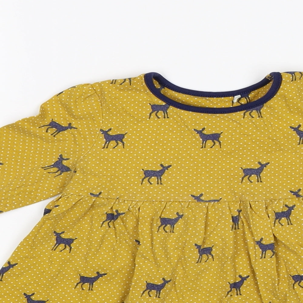 Mini Club Girls Yellow Spotted  T-Shirt Dress  Size 2-3 Years