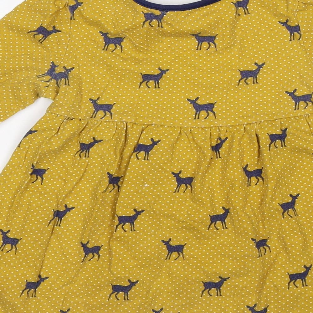 Mini Club Girls Yellow Spotted  T-Shirt Dress  Size 2-3 Years