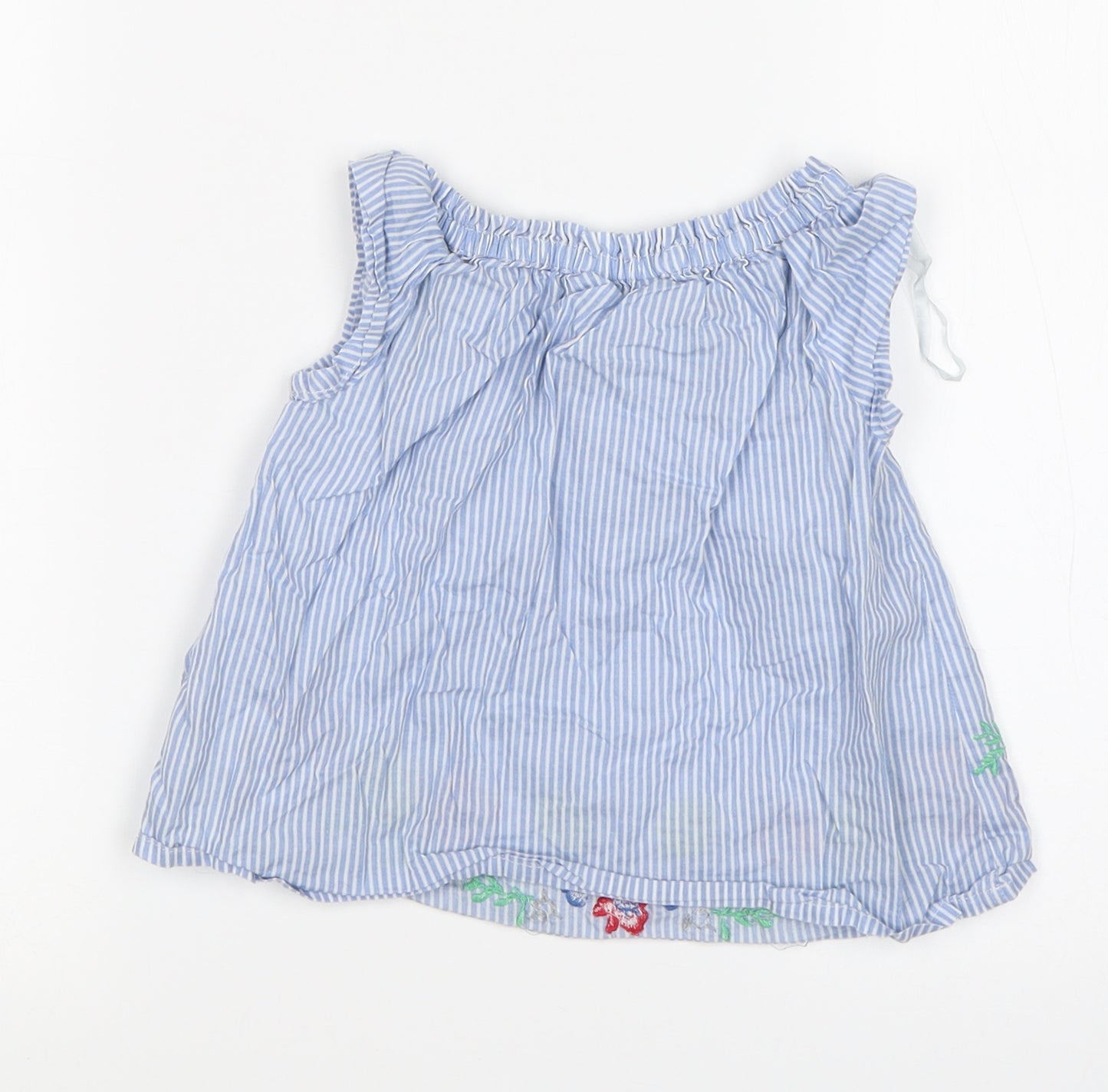 M&Co Girls Blue Striped  Basic Tank Size 3-4 Years