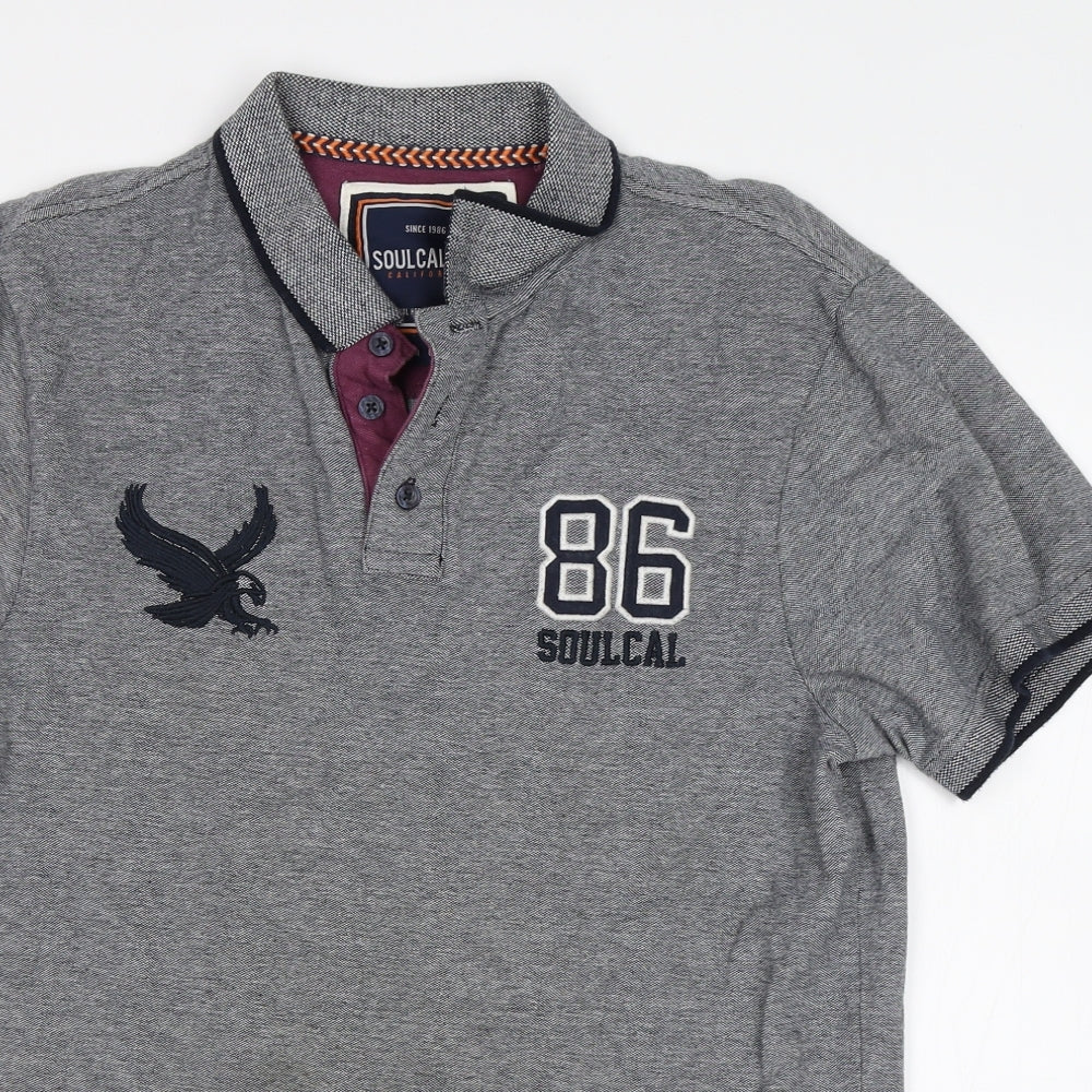 SoulCal&Co Mens Grey    Polo Size M