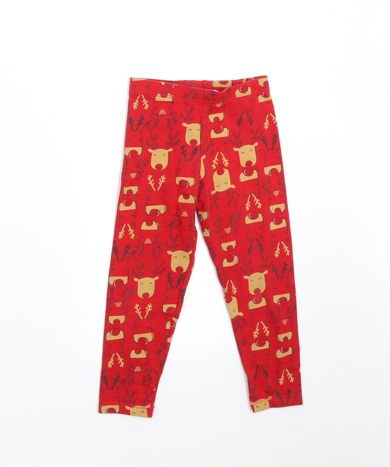 F&F Girls Red Solid   Pyjama Pants Size 2-3 Years  - Reindeer