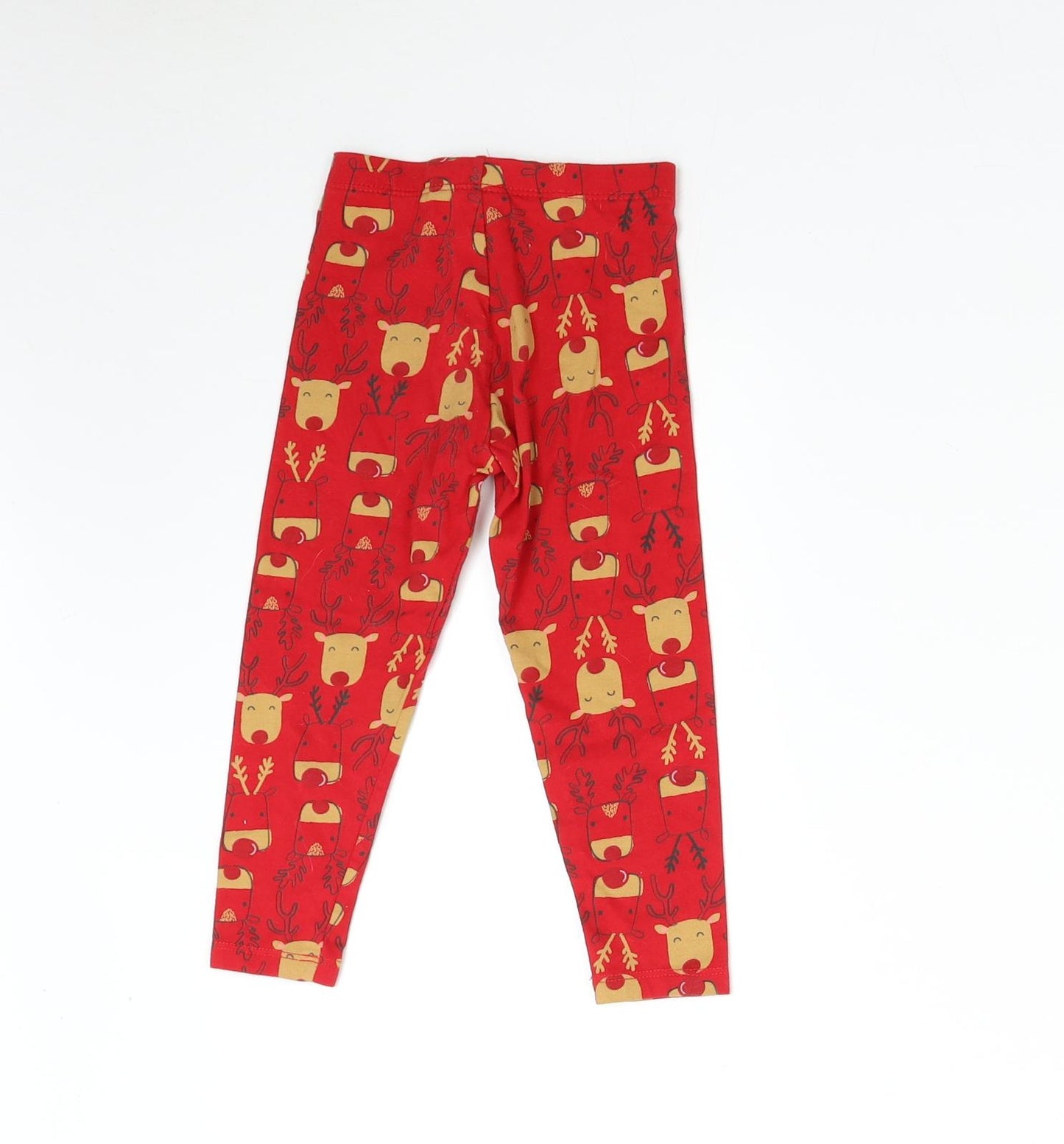 F&F Girls Red Solid   Pyjama Pants Size 2-3 Years  - Reindeer