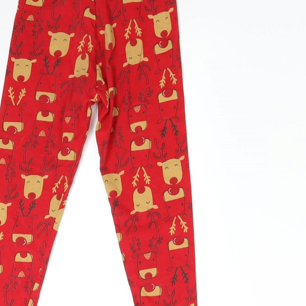 F&F Girls Red Solid   Pyjama Pants Size 2-3 Years  - Reindeer