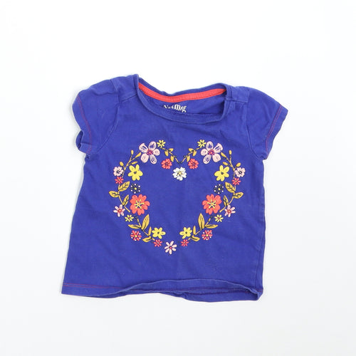Nutmeg Boys Blue Floral  Basic T-Shirt Size 2-3 Years  - Heart