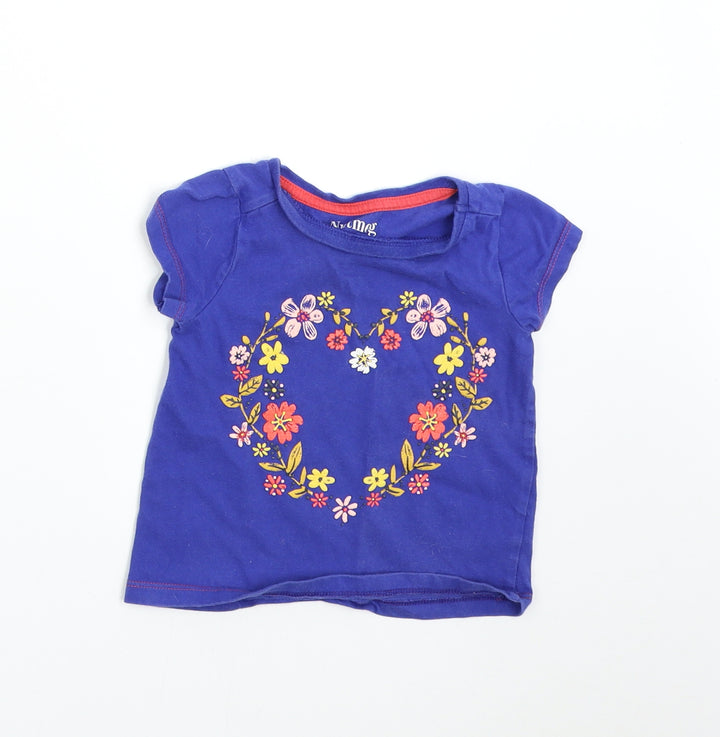 Nutmeg Boys Blue Floral  Basic T-Shirt Size 2-3 Years  - Heart