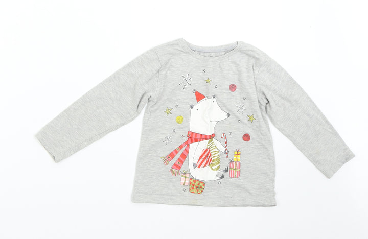 NEXT Girls Grey Basic T-Shirt Size 2-3 Years - Polar Bear