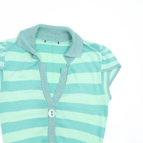 Preworn Womens Green Striped Knit Pullover Jumper Size M