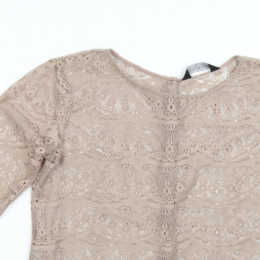 Dorothy Perkins Womens Brown  Lace Basic Blouse Size 14