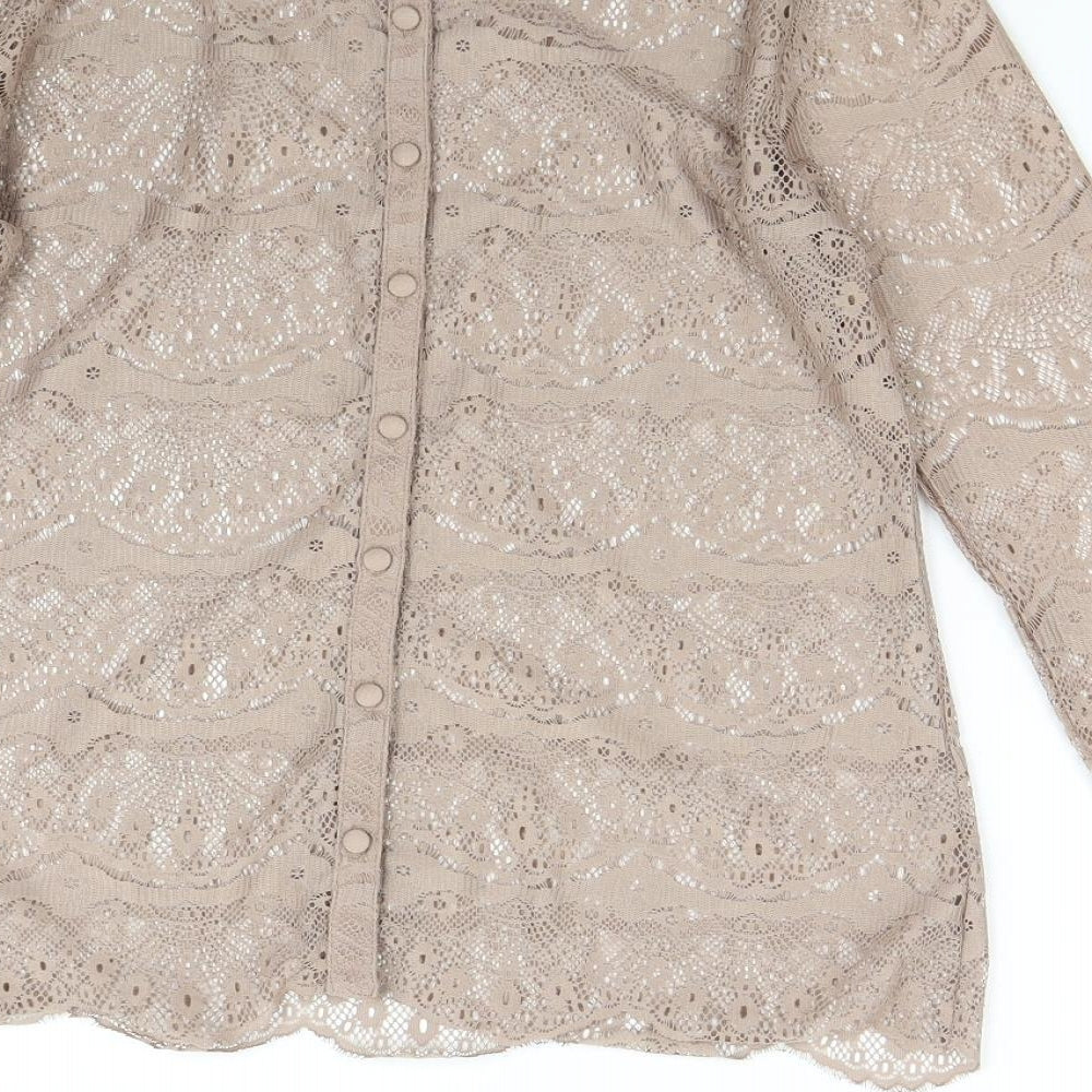 Dorothy Perkins Womens Brown  Lace Basic Blouse Size 14