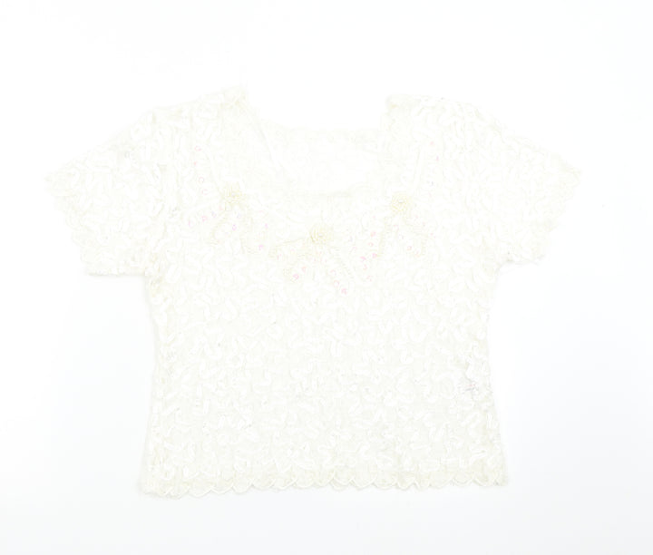 EWM Womens Ivory Basic Blouse Size 10