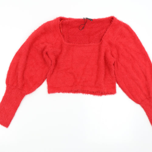 Zara Womens Red  Knit Pullover Jumper Size L