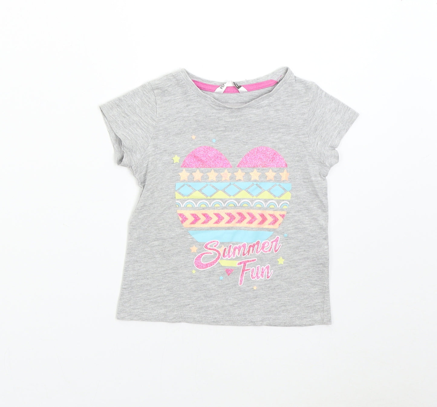 Pep&Co Boys Grey   Basic T-Shirt Size 2-3 Years  - Summer Fun