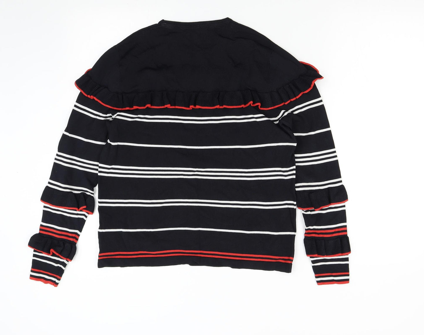 Preen Womens Black Striped Knit Pullover Jumper Size 16