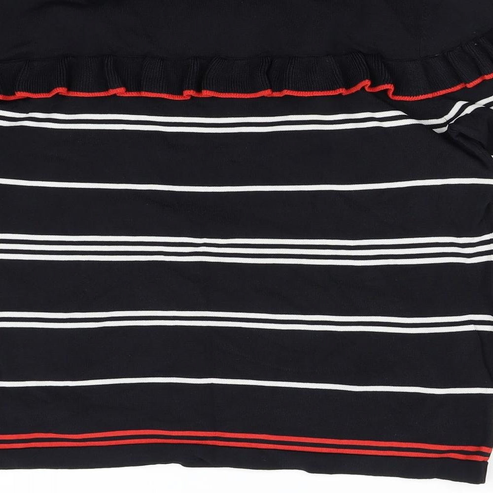 Preen Womens Black Striped Knit Pullover Jumper Size 16
