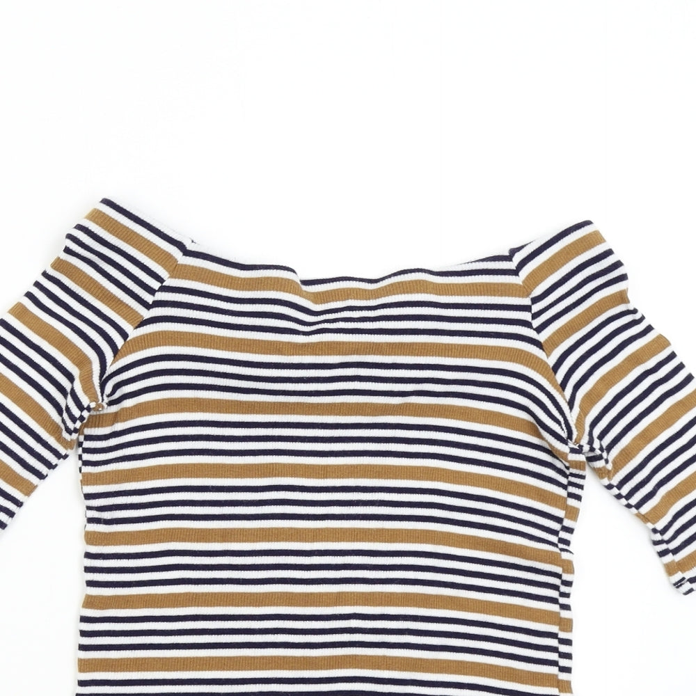 Dorothy Perkins Womens Multicoloured Striped  Basic T-Shirt Size 16