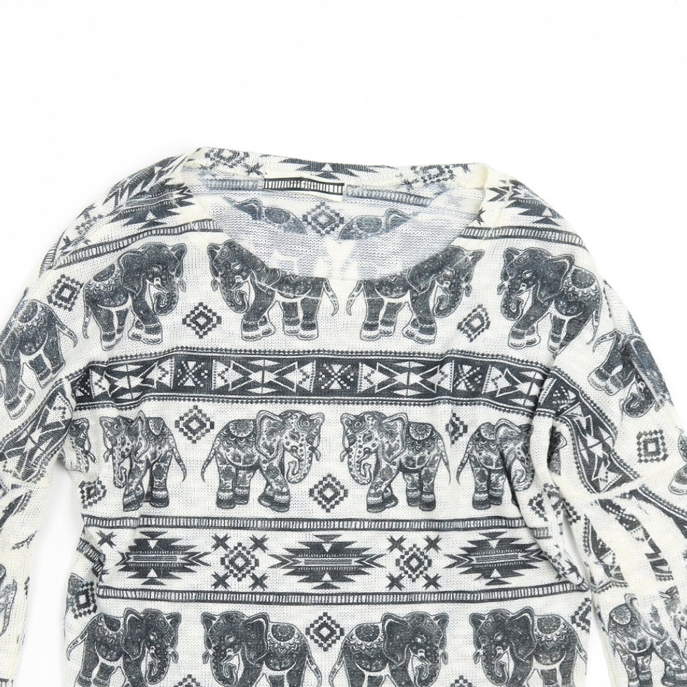 GAZE Womens Multicoloured  Knit Pullover Jumper Size S  - Elephants