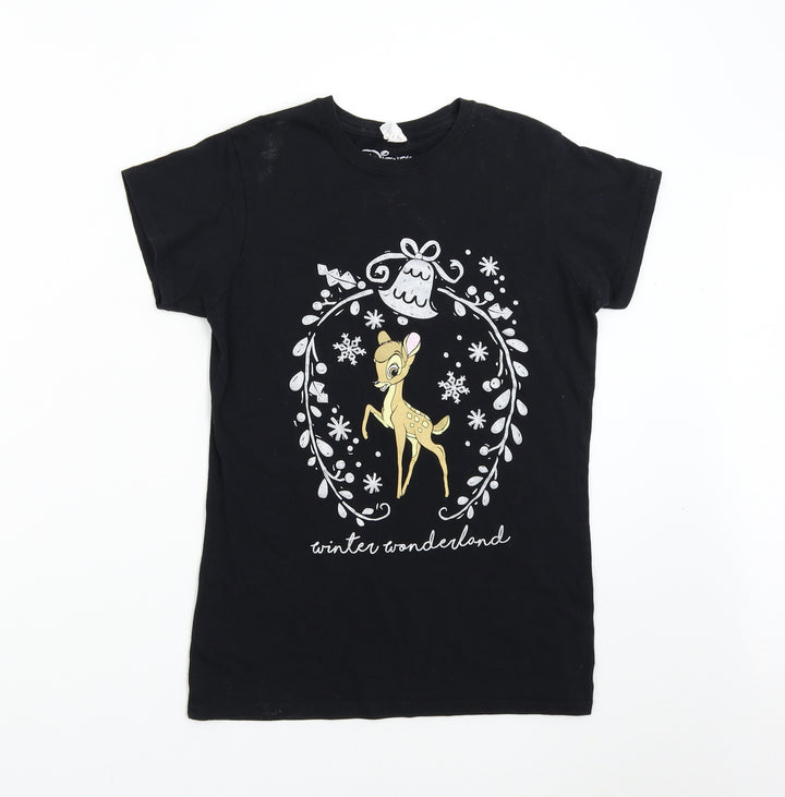 Gildan Womens Black Basic T-Shirt Size S - Disney Bambi