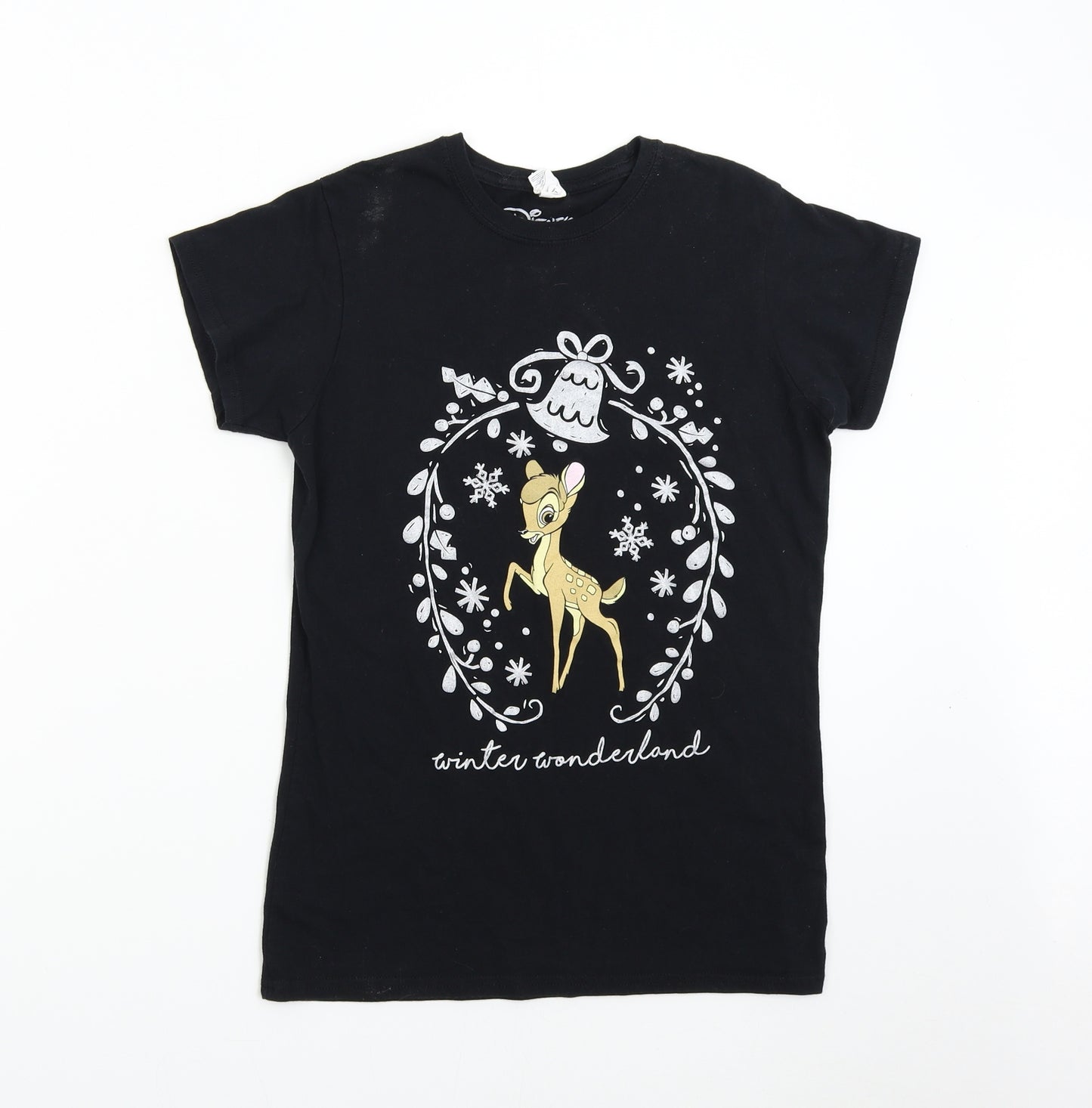 Gildan Womens Black   Basic T-Shirt Size S  - Disney Bambi