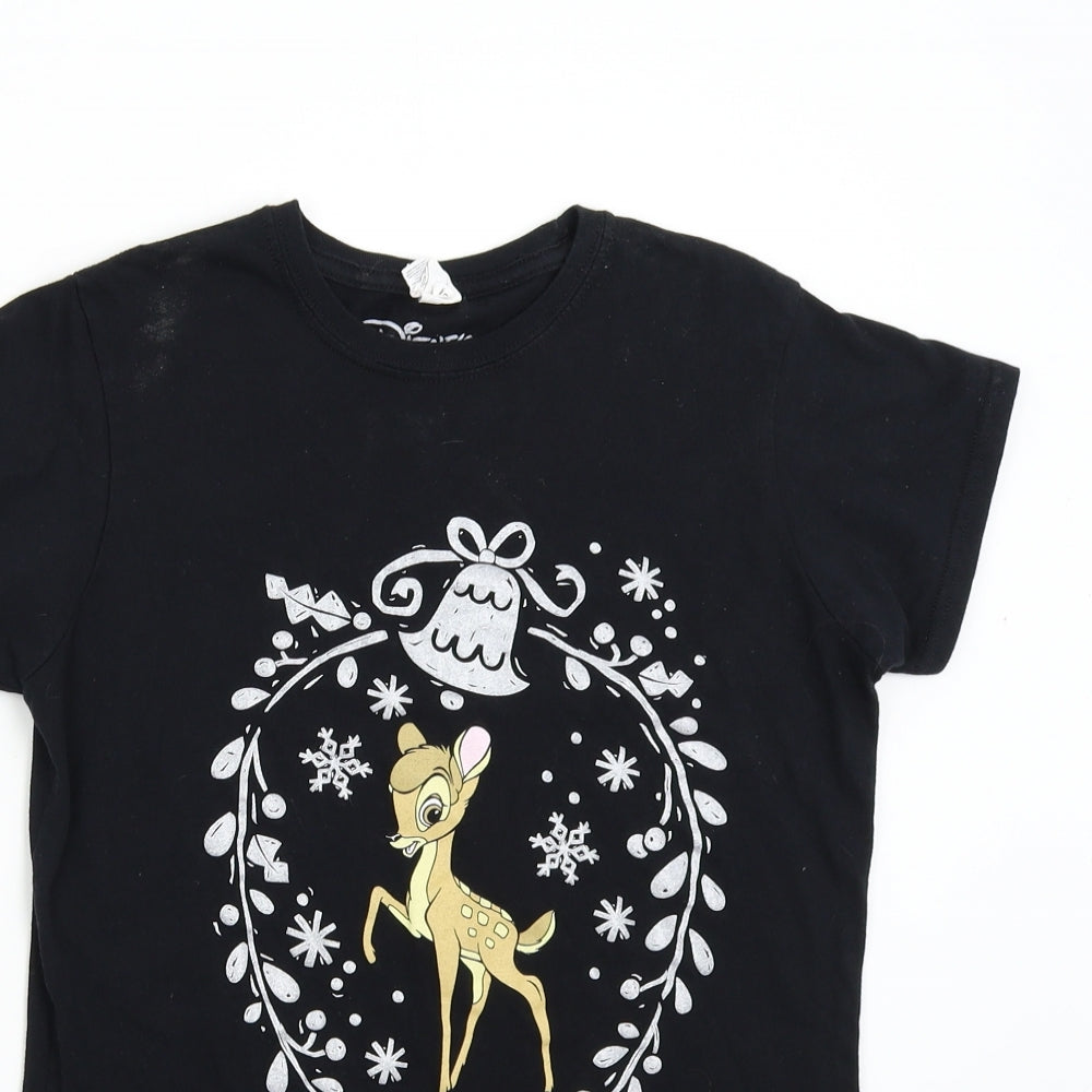 Gildan Womens Black   Basic T-Shirt Size S  - Disney Bambi
