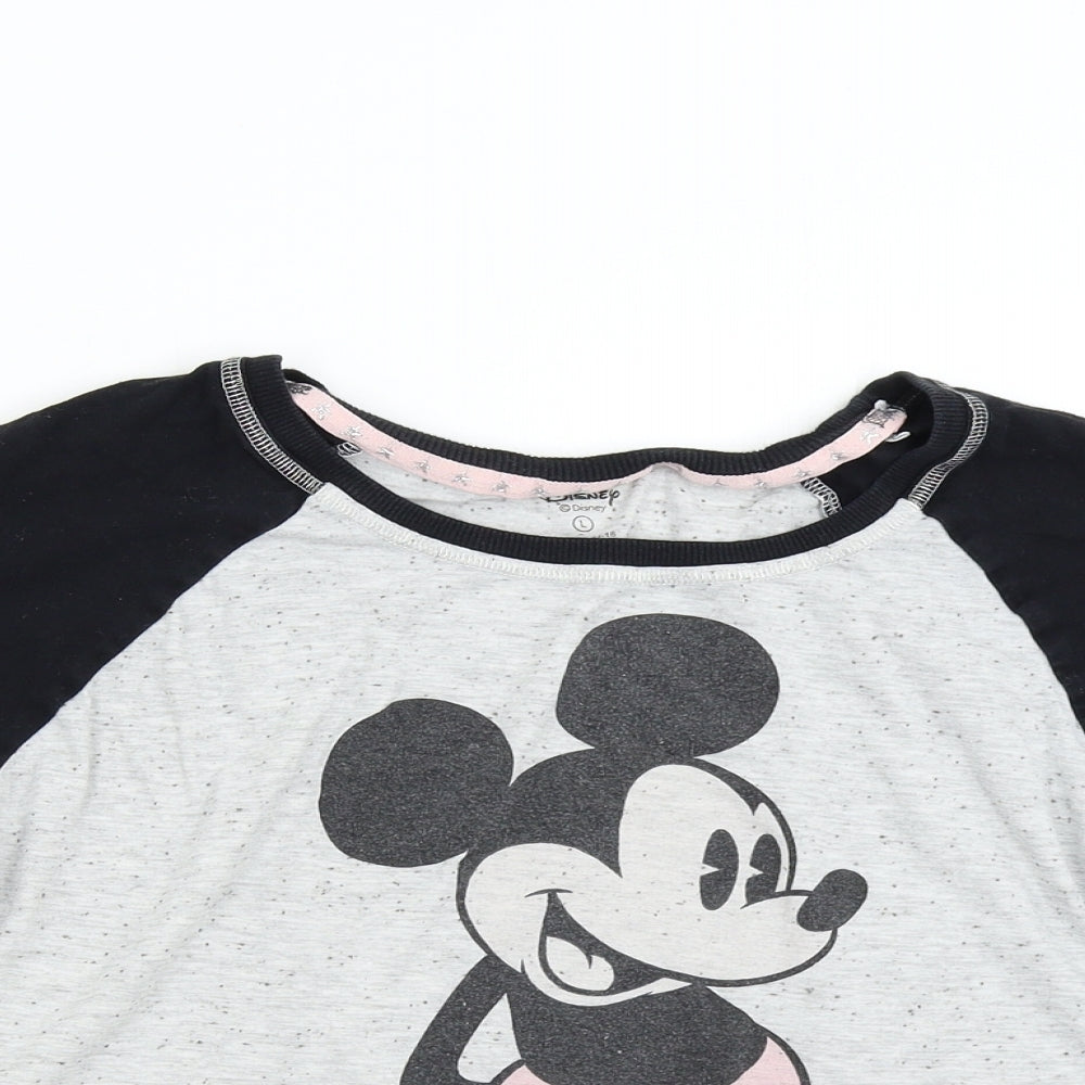 Primark Womens Grey Solid  Top Pyjama Top Size 14  - Mickey Mouse