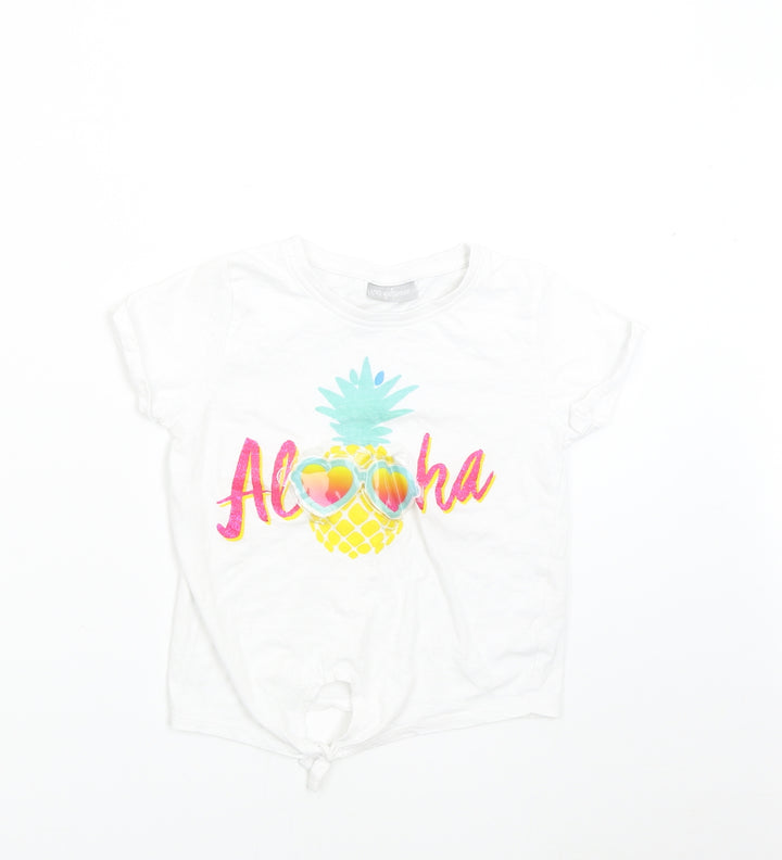 Matalan Girls White Basic T-Shirt Size 6 Years