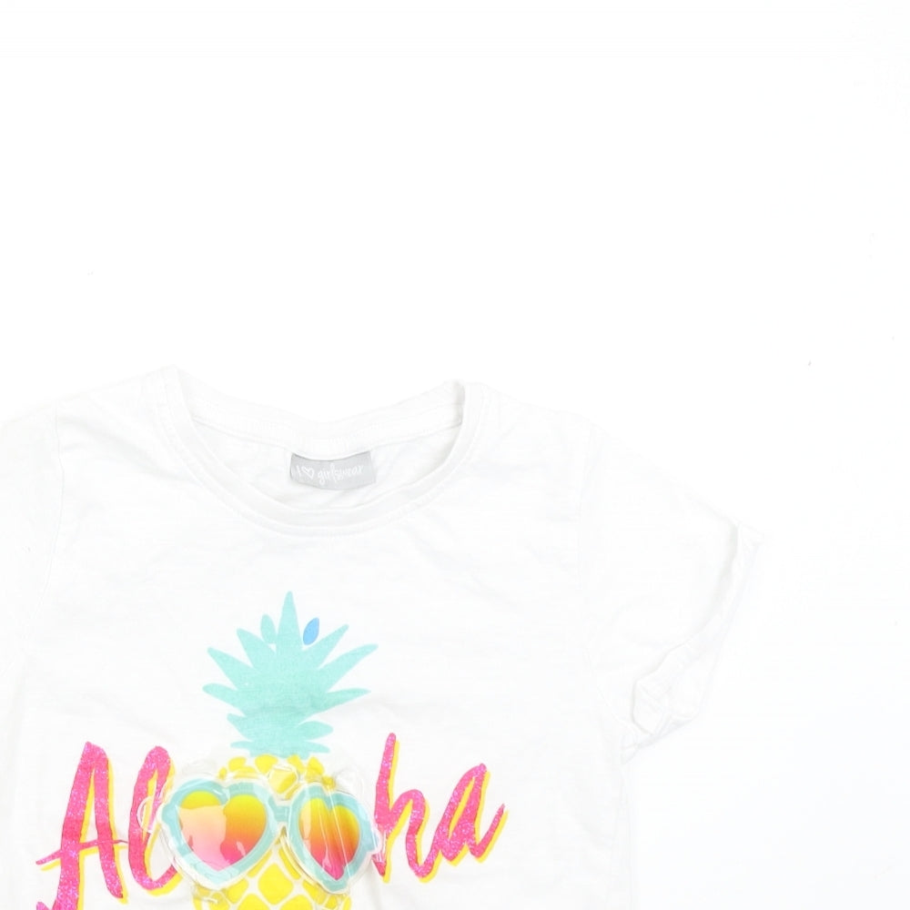 Matalan Girls White   Basic T-Shirt Size 6 Years