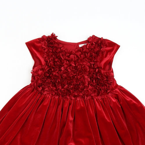 M&S Girls Red  Velvet Fit & Flare  Size 6-7 Years