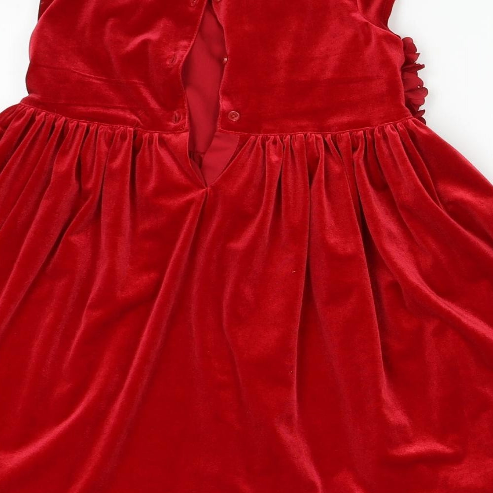 M&S Girls Red  Velvet Fit & Flare  Size 6-7 Years