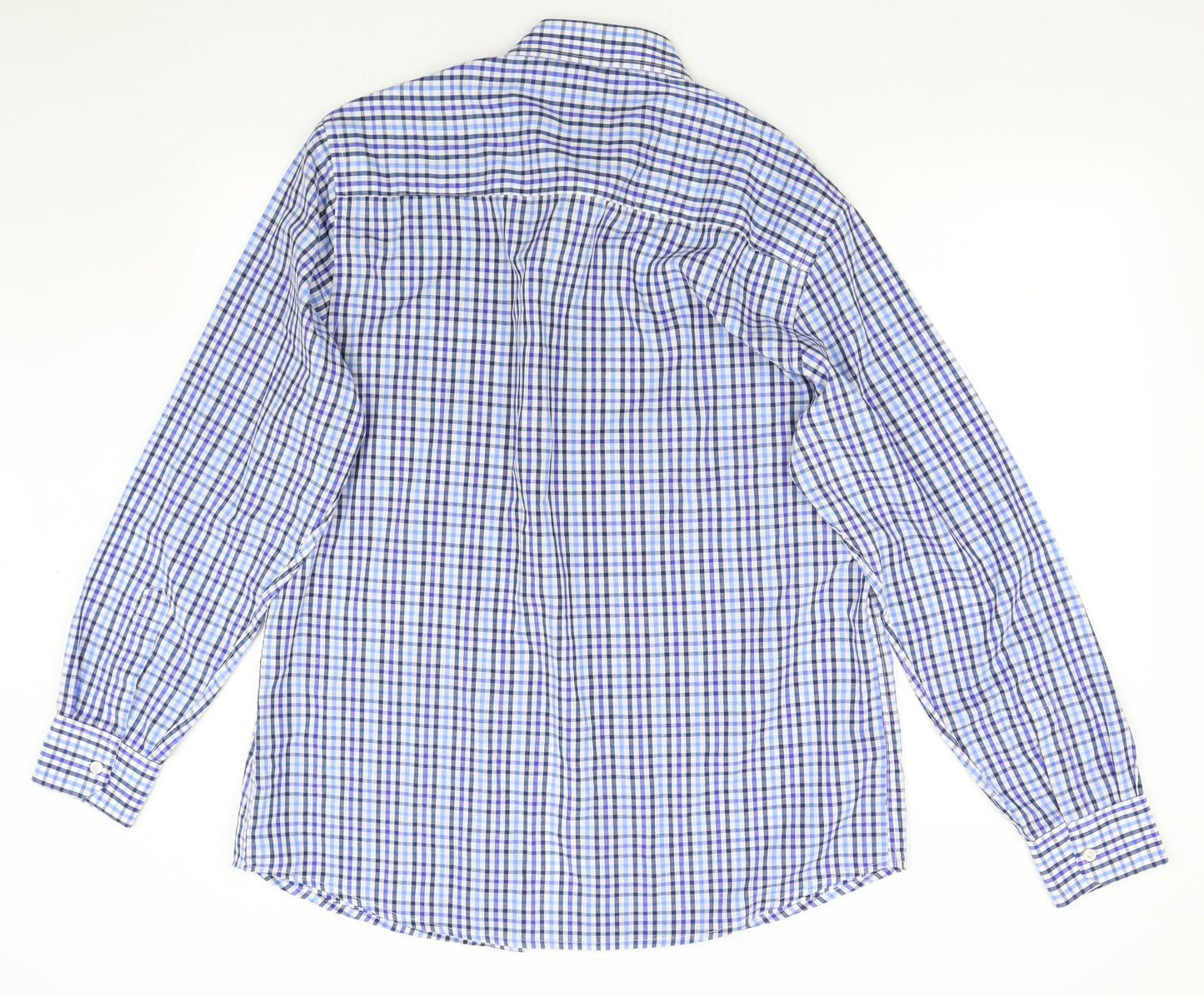Pierre Cardin Mens Blue Check   Button-Up Size XL
