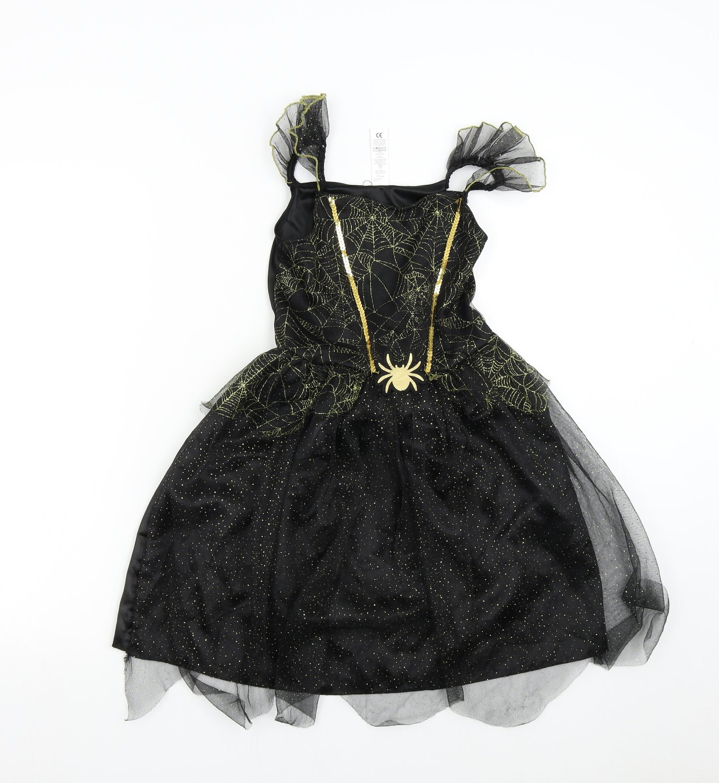 F&F Girls Black   Fit & Flare  Size 7-8 Years  - Spider Web Halloween