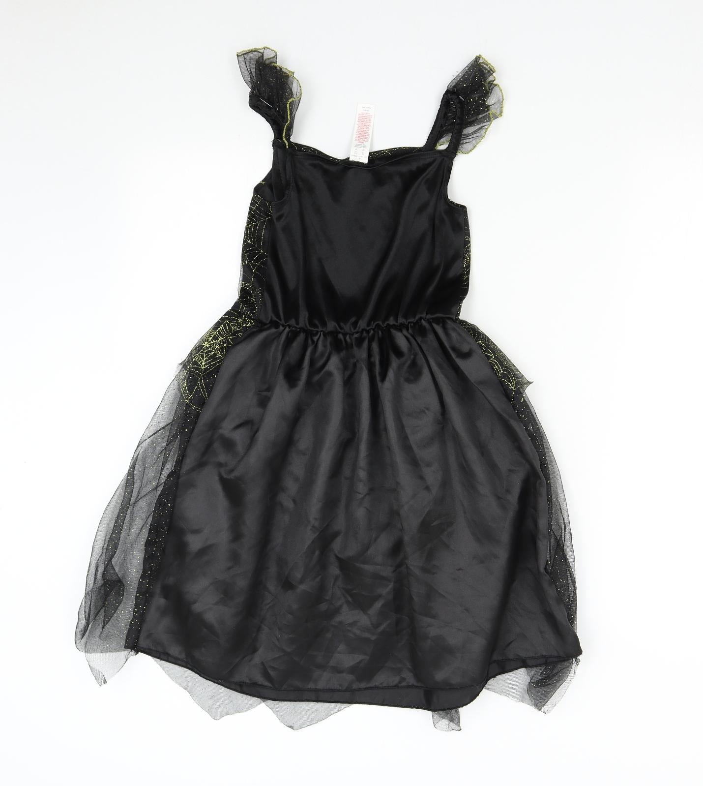F&F Girls Black   Fit & Flare  Size 7-8 Years  - Spider Web Halloween