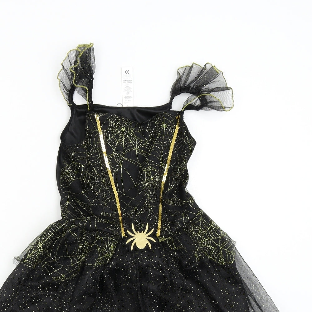 F&F Girls Black   Fit & Flare  Size 7-8 Years  - Spider Web Halloween
