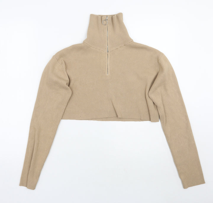 PRETTYLITTLETHING Womens Beige   Pullover Jumper Size S