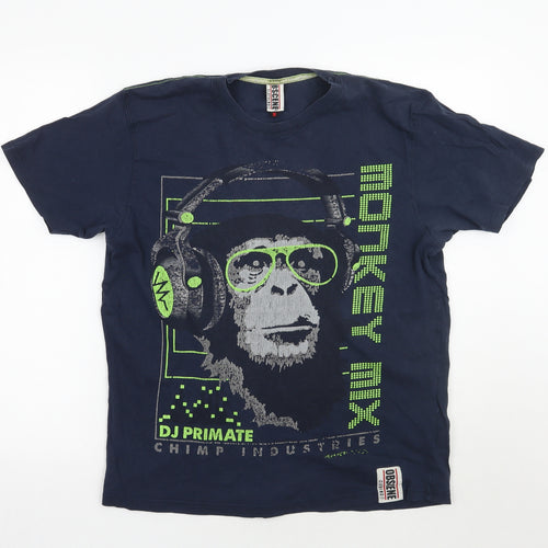 Obscene Clothing Mens Blue    T-Shirt Size M