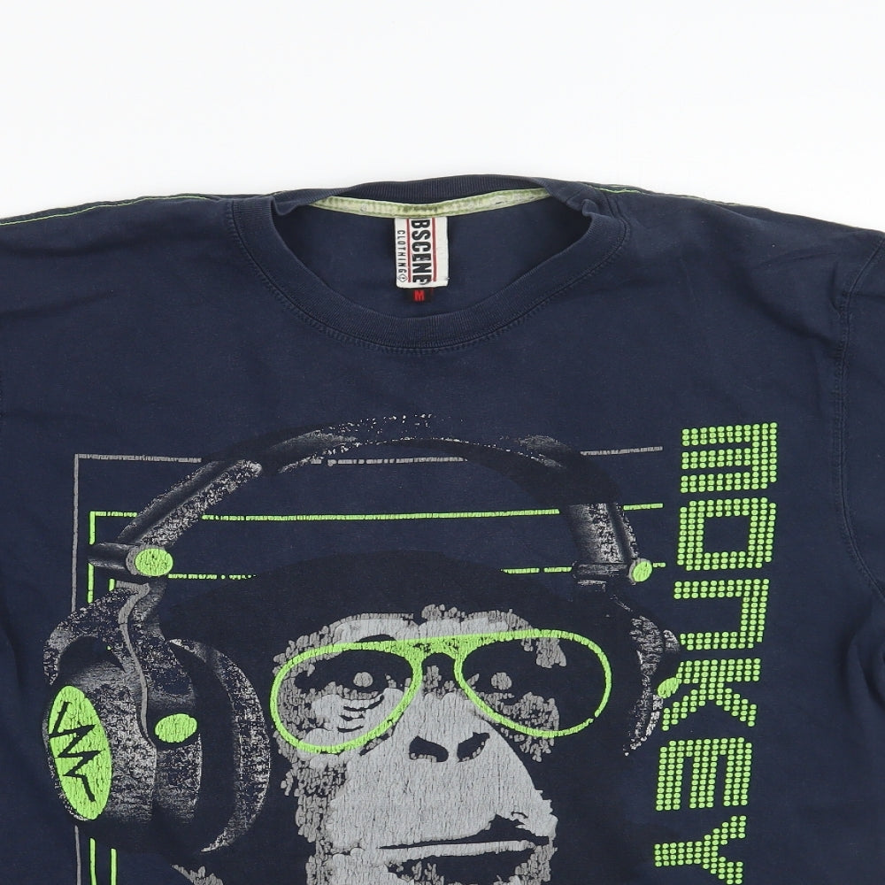 Obscene Clothing Mens Blue    T-Shirt Size M