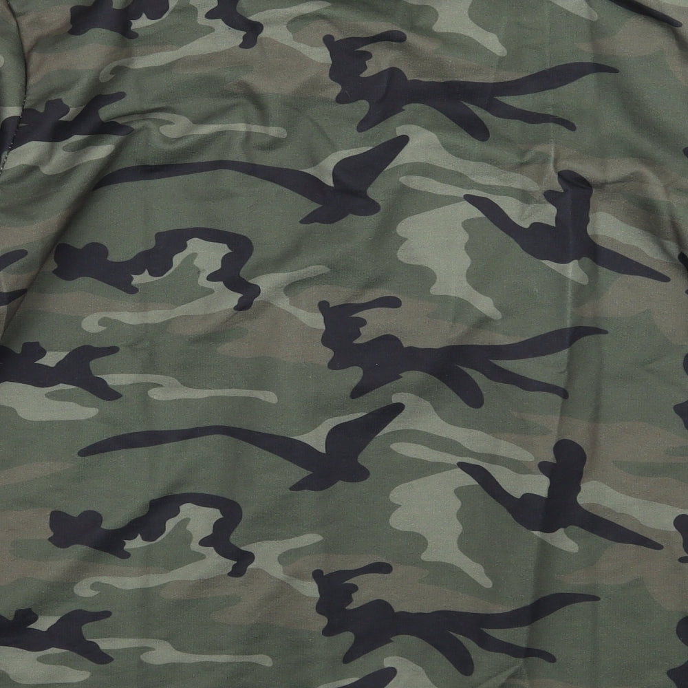 Yoins Womens Green Camouflage  Basic T-Shirt Size L