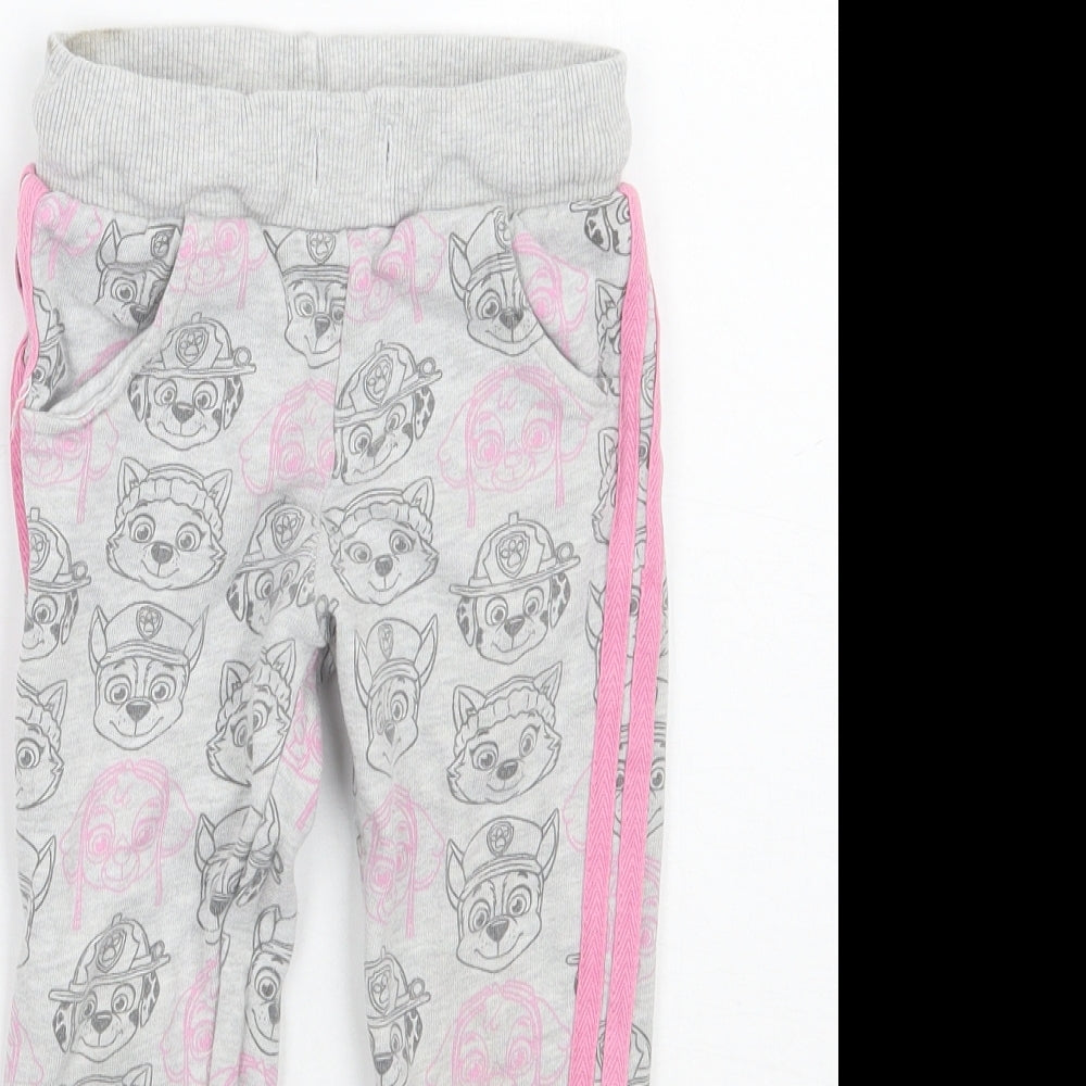 F&F Girls Grey Geometric  Sweatpants Trousers Size 2-3 Years