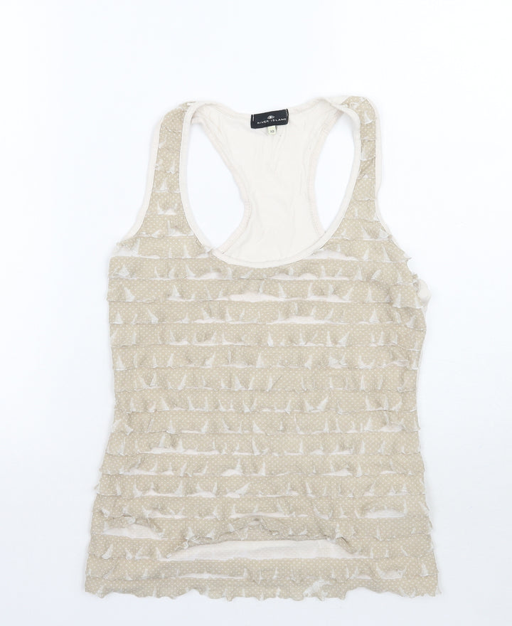 River Island Womens Beige Polka Dot Basic Tank Size 10