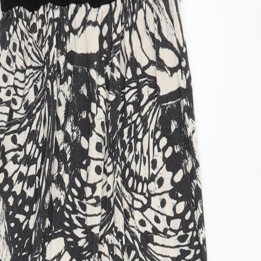 Newlook Womens Black Floral  A-Line  Size 8