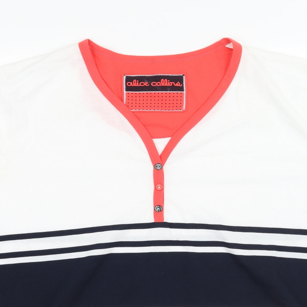 alice collings Womens White Striped  Basic Polo Size 22