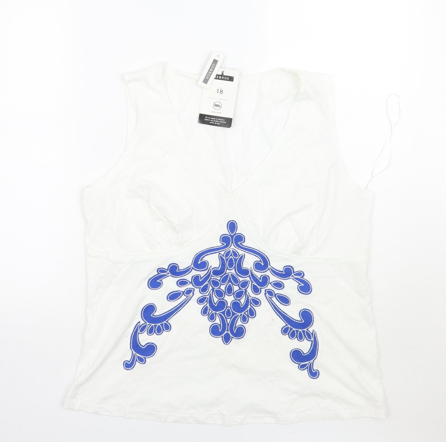 George Womens White Paisley  Basic Tank Size 18