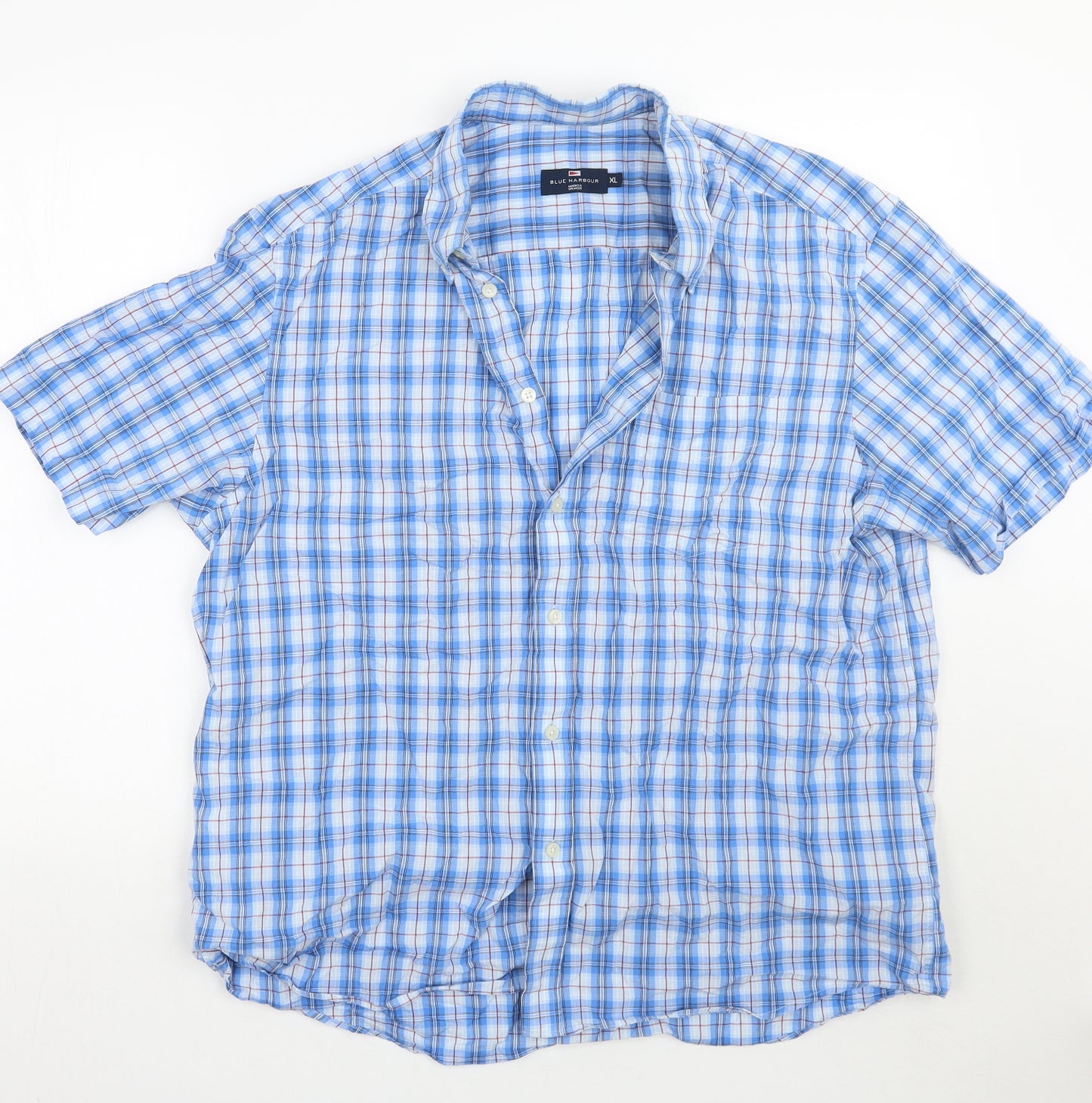 Blue Harbour Mens Blue Check   Button-Up Size XL