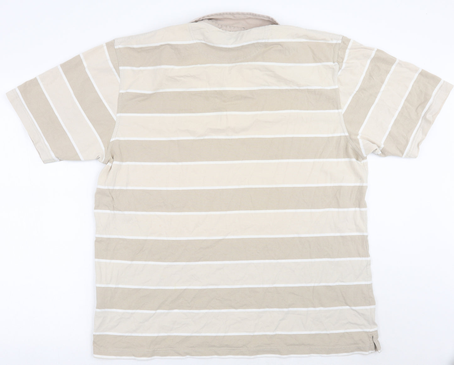 Pg field Mens Beige Striped   Polo Size XL